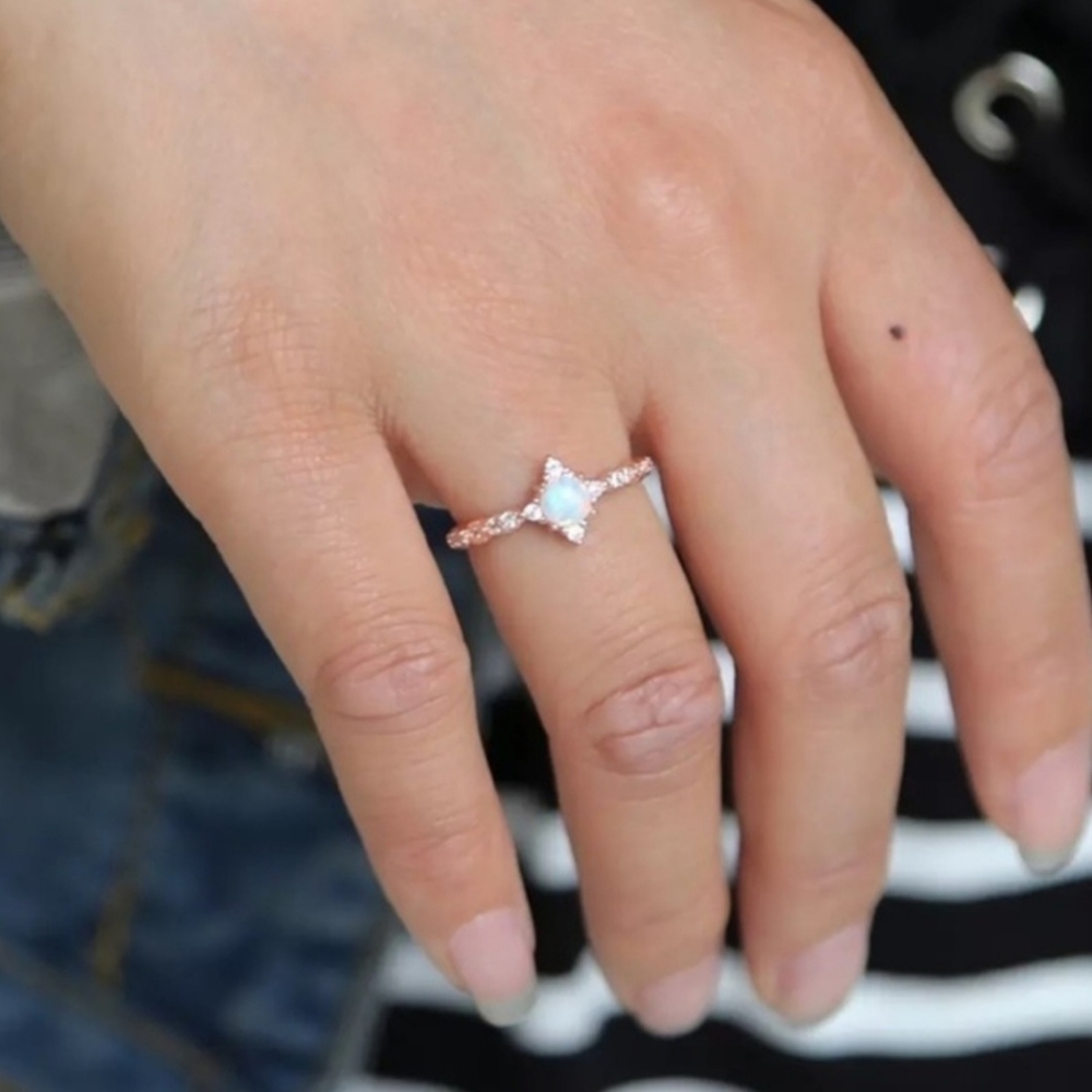 Opal 18k Rose Gold Sterling Silver Ring - Picture 3 of 6